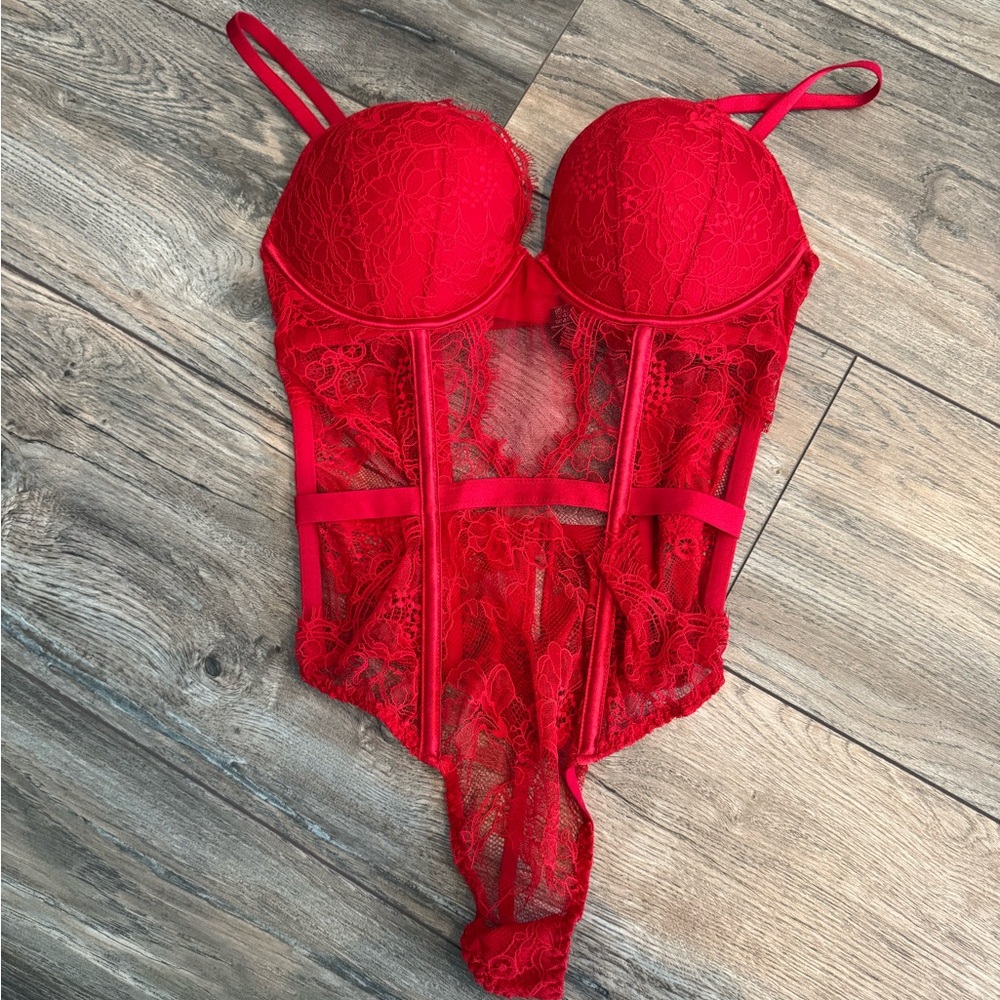 Victoria’s Secret Red Lace Bodysuit Brand New